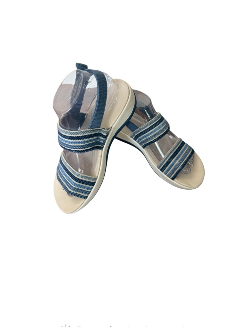 Clarks Cloudsteppers Arla Stroll Women’s Blue Striped Comfort Sandals-Size 7.5 W - Picture 13 of 14